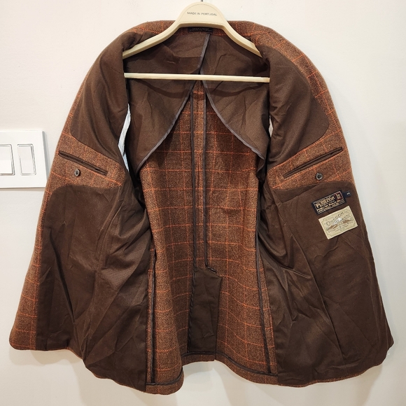 Pendleton Sport Coat Blazer 42R Brown Tweed Windowpane Check Plaid 100% Wool - Picture 4 of 13